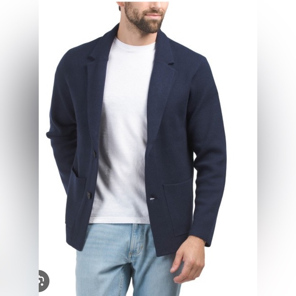 New Harrison Davis Men's Navy Sweater Blazer - Picture 1 of 6